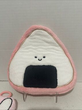Plush Pink & Cream Onigiri Hand Towel - Cute Rice Ball Design